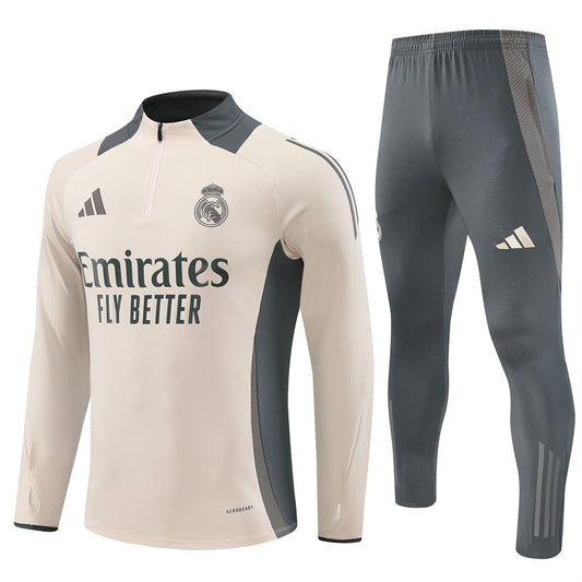 Real Madrid 1/4 Zip Tracksuit 24/25 - Cream