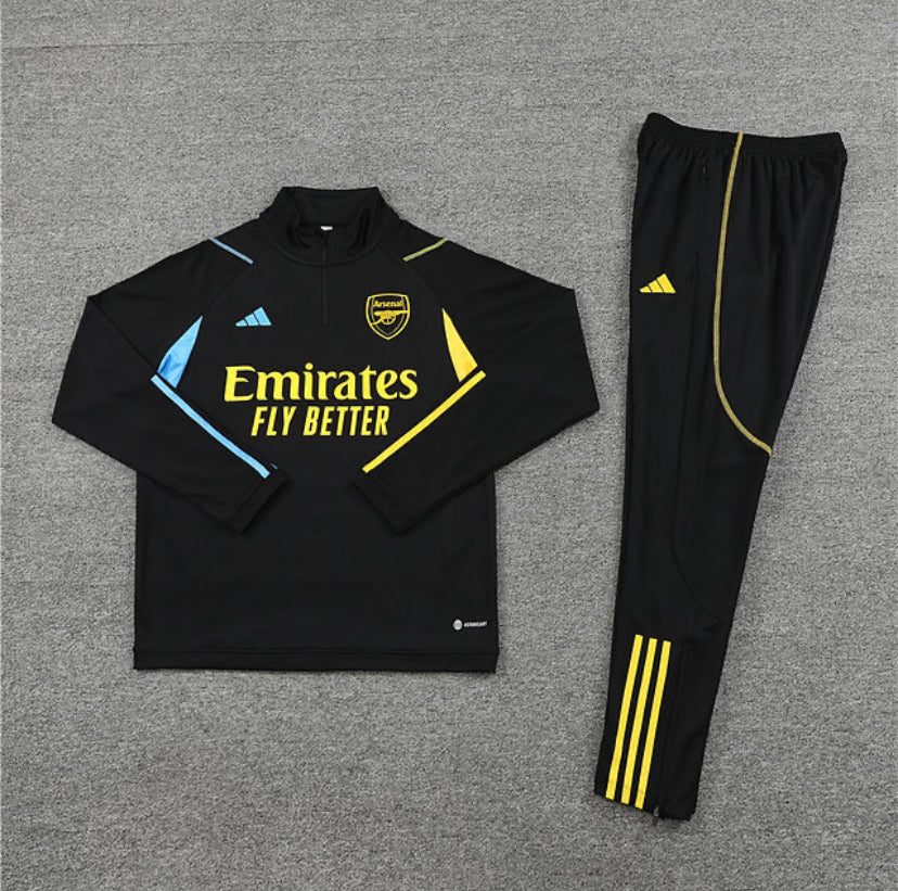 Arsenal 1/4 Zip Tracksuit - Black / Yellow