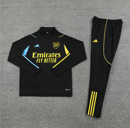 Arsenal 1/4 Zip Tracksuit - Black / Yellow