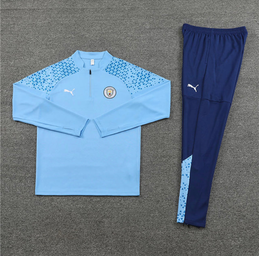 Manchester City 1/4 Zip Tracksuit - Blue / Navy