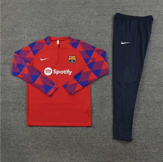 Barcelona 1/4 Zip Tracksuit - Red / Blue