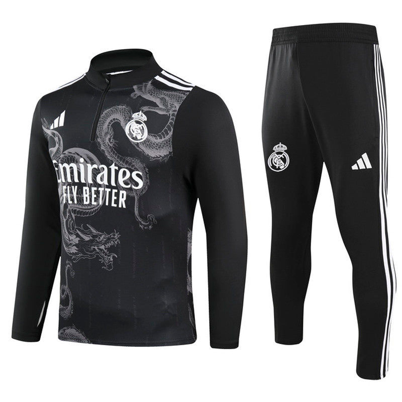 Real Madrid 1/4 Zip Tracksuit 24/25 - Serpent Black