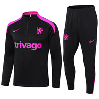 Chelsea 1/4 Zip Tracksuit 24/25 - Black / Magenta