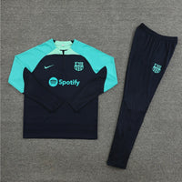 Barcelona 1/4 Zip Tracksuit - Cyan / Navy