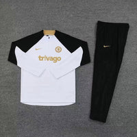 Chelsea 1/4 Zip Tracksuit - White / Gold