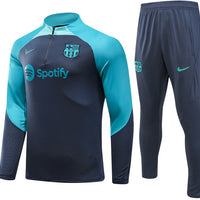 Barcelona 1/4 Zip Tracksuit 24/25 - Cyan / Navy