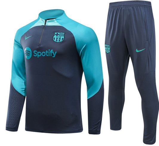 Barcelona 1/4 Zip Tracksuit 24/25 - Cyan / Navy