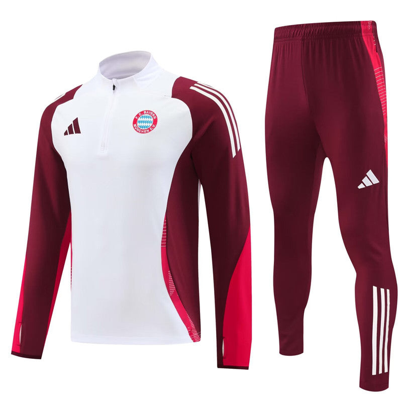 Bayern Munich 1/4 Zip Tracksuit 24/25 - White / Burgundy