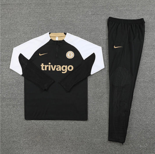 Chelsea 1/4 Zip Tracksuit - Black / White