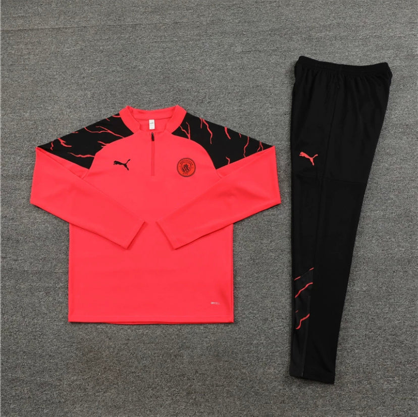 Manchester City 1/4 Zip Tracksuit - Red / Black