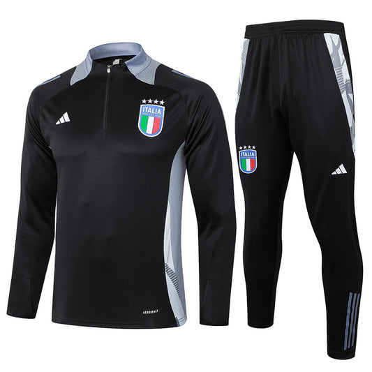 Italy 1/4 Zip Tracksuit 24/25 - Black / Grey