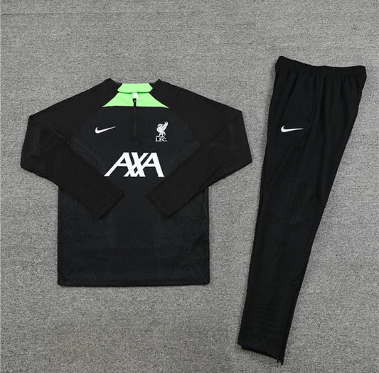 Liverpool 1/4 Zip Tracksuit - Black / Neon