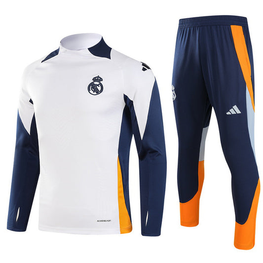 Real Madrid 1/4 Zip Tracksuit 24/25 - White / Navy