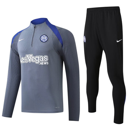 Inter Milan 1/4 Zip Tracksuit 24/25 - Grey / Black