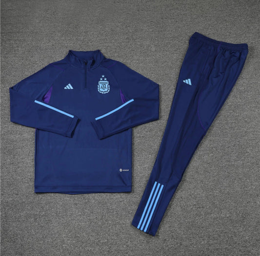 Argentina 1/4 Zip Tracksuit - Navy Blue