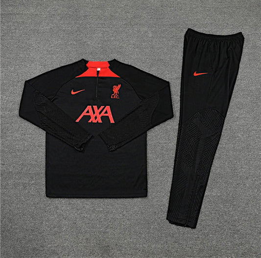 Liverpool 1/4 Zip Tracksuit - Black / Red