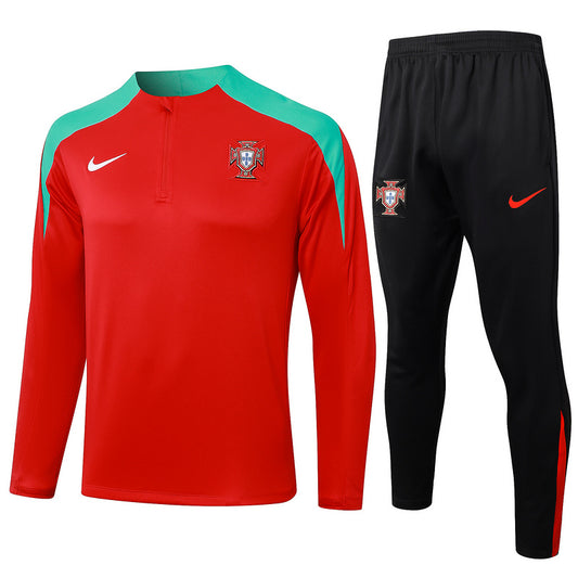 Portugal 1/4 Zip Tracksuit 24/25 - Red / Green