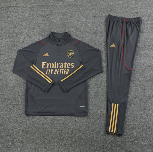 Arsenal 1/4 Zip Tracksuit - Grey / Gold