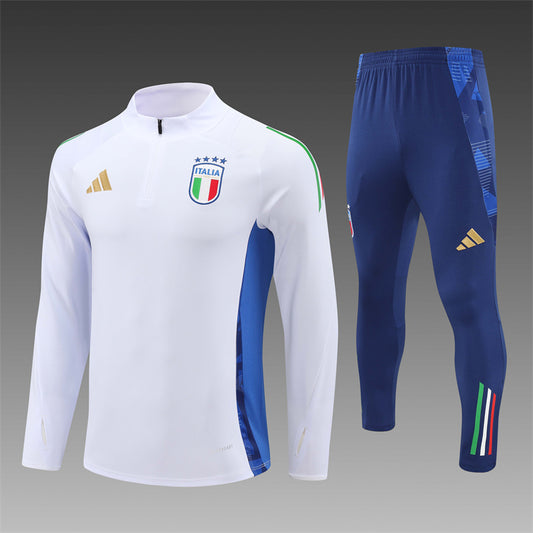 Italy 1/4 Zip Tracksuit 24/25 - White / Blue