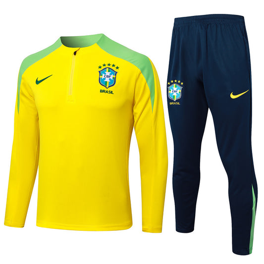 Brazil 1/4 Zip Tracksuit 24/25 -  Yellow / Green