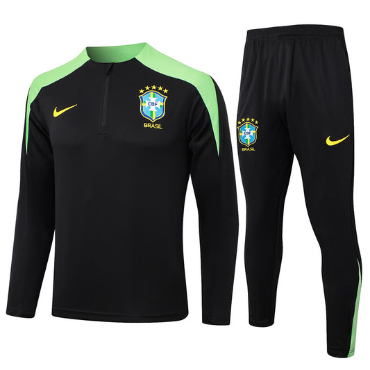 Brazil 1/4 Zip Tracksuit 24/25 -  Black / Green