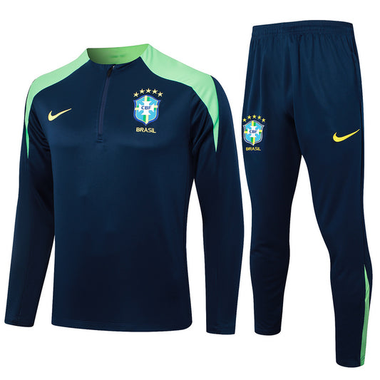 Brazil 1/4 Zip Tracksuit 24/25 -  Navy / Green