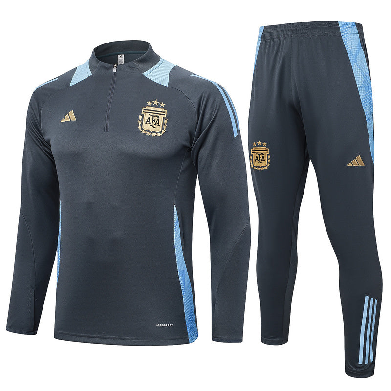 Argentina 1/4 Zip Tracksuit 24/25 - Grey / Steel Blue