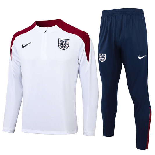 England 1/4 Zip Tracksuit 24/25 - White / Burgundy